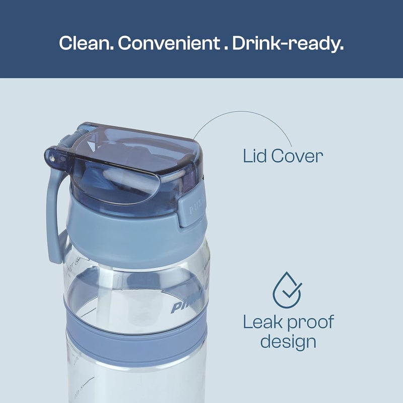 Pinnacle Quench Hydration Bottle (850ML, Blue) - Motivational Water Bottle with Sipper, One-Handed Operation, Hydration Tracker & Flip Top Lid - Image 3